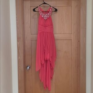 Salmon High-Low Formal Dress